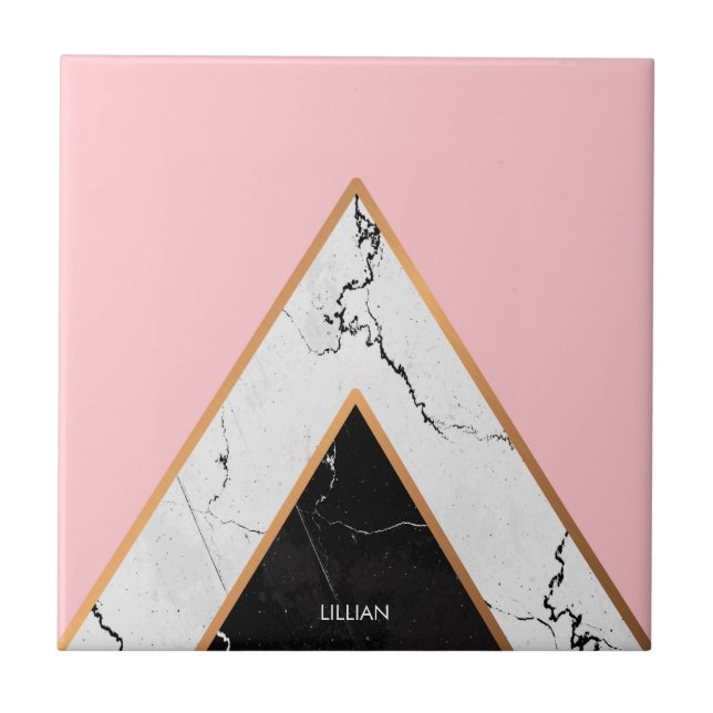 Marble Texture With Golden Lines Ceramic Tile (Front)