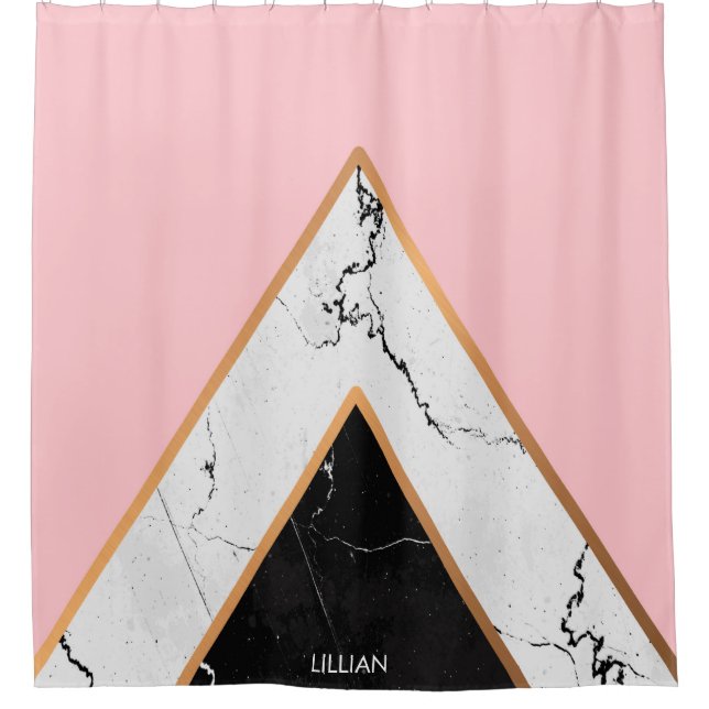 Marble Texture With Golden Lines Shower Curtain (Front)