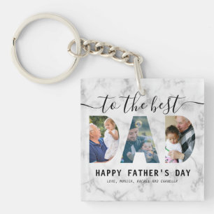 Marble Toned Script Calligraphy Photo Father’s D Key Ring