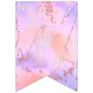 Marble Trendy Pastel Colours Modern Silver Metalli Bunting