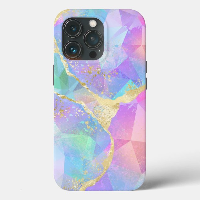 Marble Trendy Stone Aqua Purple Gold Case-Mate iPhone Case (Back)