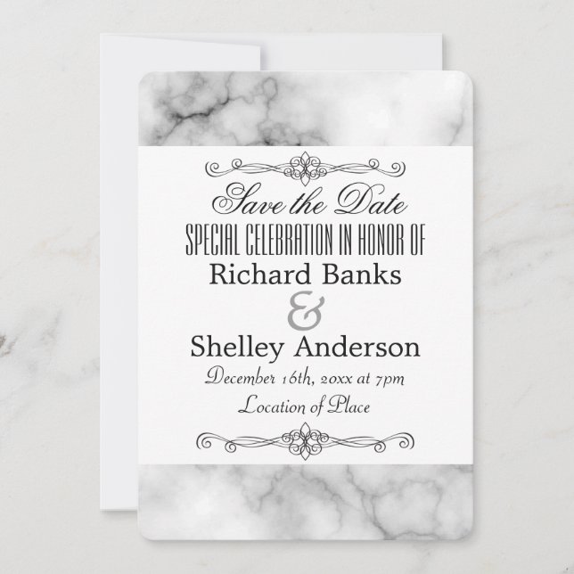 Marble Trim with Fancy Elements Save The Date (Front)