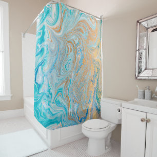 Marble turquoise gold silver, beautiful,elegant,Ma Shower Curtain