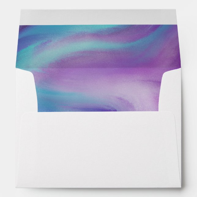 Marble Watercolor Blue Purple Swirl Wedding Envelope (Back (Bottom))
