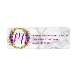 Marble Watercolor Floral Address Return Address Label