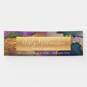 Marble watercolor gold purple green blue modern banner