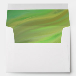 Marble Watercolor Splash Forest Green Wedding Envelope