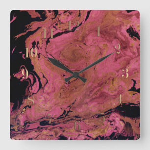Marble , watercolor square wall clock