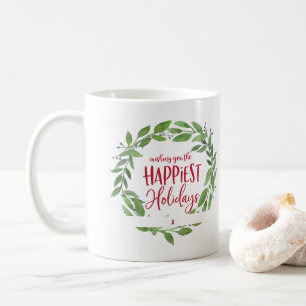 Marble watercolor wreath monogram coffee mug