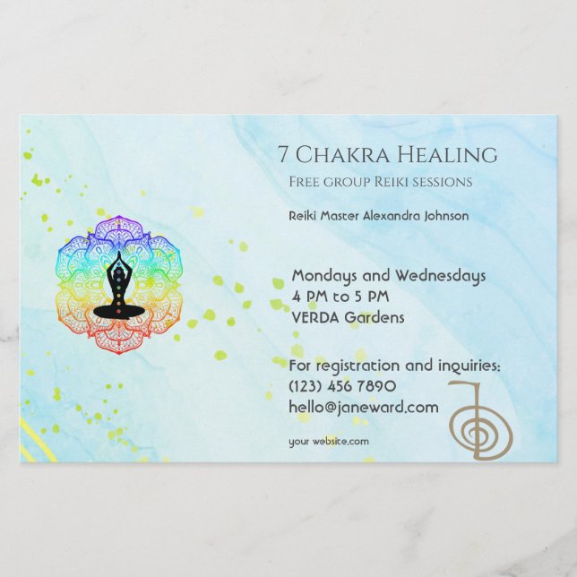 Marble Waves Chakra Energy Healer Reiki Horizontal Flyer (Front)