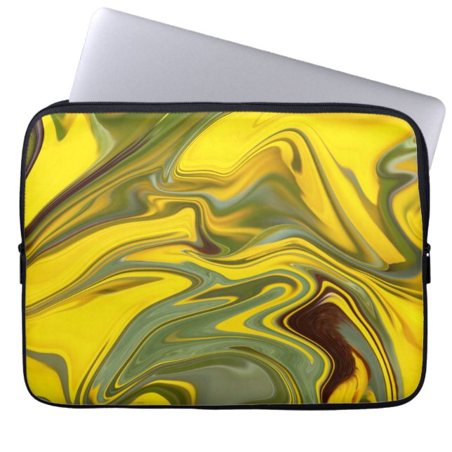 Marble Waves Yellow Digital Paper-55448 Laptop Sleeve (Front)