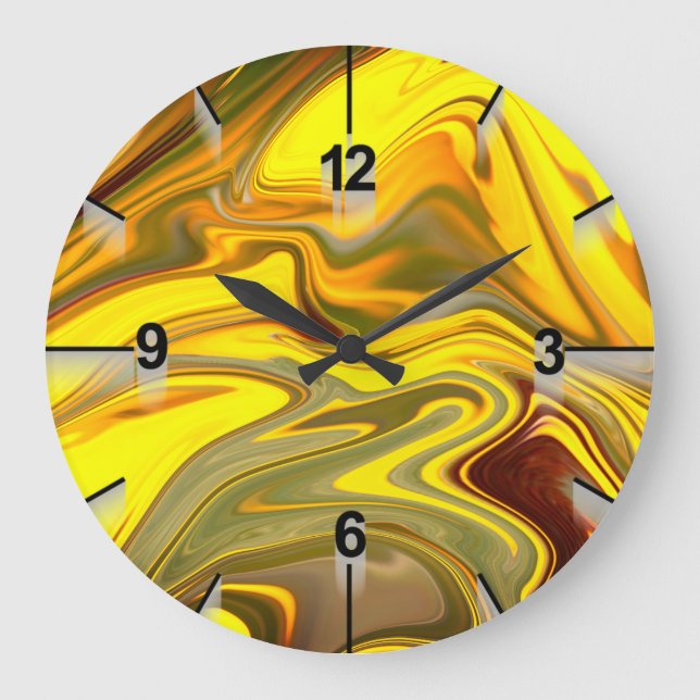Marble Waves Yellow Digital Paper-55448 Large Clock (Front)