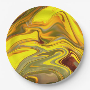 Marble Waves Yellow Digital Paper-55448 Paper Plate
