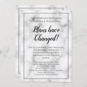 Marble Wedding Postponed Cancelled Postponement Invitation