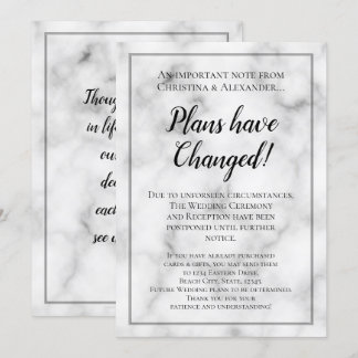 Marble Wedding Postponed Cancelled Postponement Invitation
