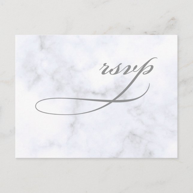 Marble Wedding rsvp Invitation Postcard (Front)