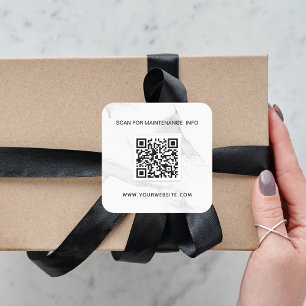 Marble white business qr code maintenance square sticker