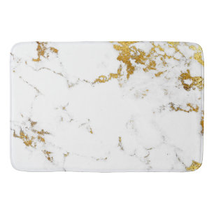 Marble White Gold Grey Carrara Abstract Urban Lux Bath Mat