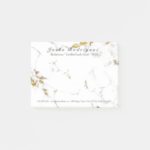 Marble White Gold Name Adress Minimal Lux Tel Mail Post-it Notes