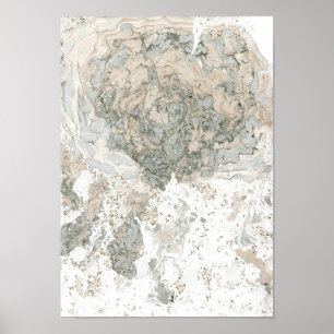 Marble White Green Ivory Beige Abstract Stone Poster