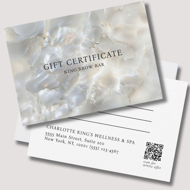 MARBLE WHITE-SILVER SALON QR CODE GIFT CERTIFICATE (MARBEL WHITE-SILVER SALON QR CODE GIFT CERTIFICATE)