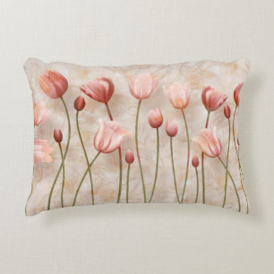 Marble with claret tulips: delicate. decorative cushion