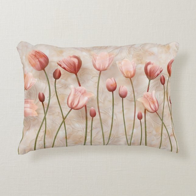 Marble with claret tulips: delicate. decorative cushion (Front)