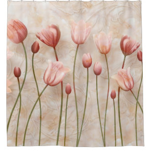 Marble with claret tulips: delicate. shower curtain