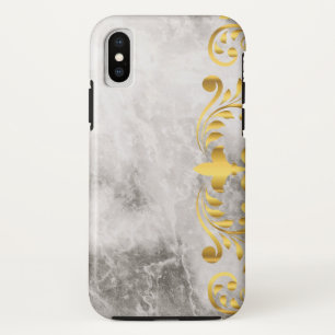 marble with gold floral pattern iPhone x case
