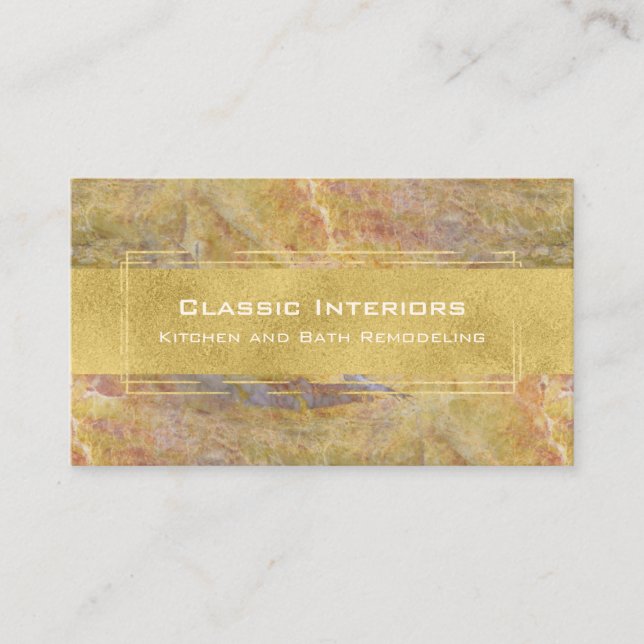 Marble with Gold Modern Natural Stone Business Card (Front)
