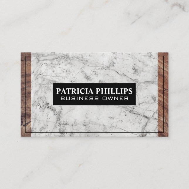 Marble Wood Background Business Card (Front)