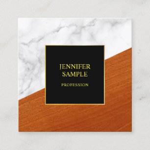 Marble Wood Black Gold Template Elegant Luxury Square Business Card
