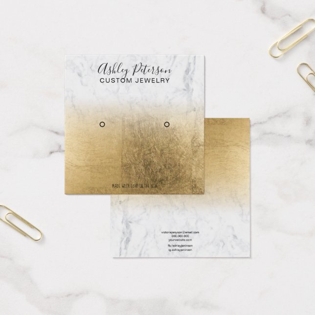 Marble yellow gold foil stud earring display (Office)