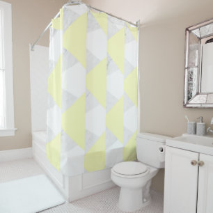 Marble Yellow White Triangles Shower Curtain
