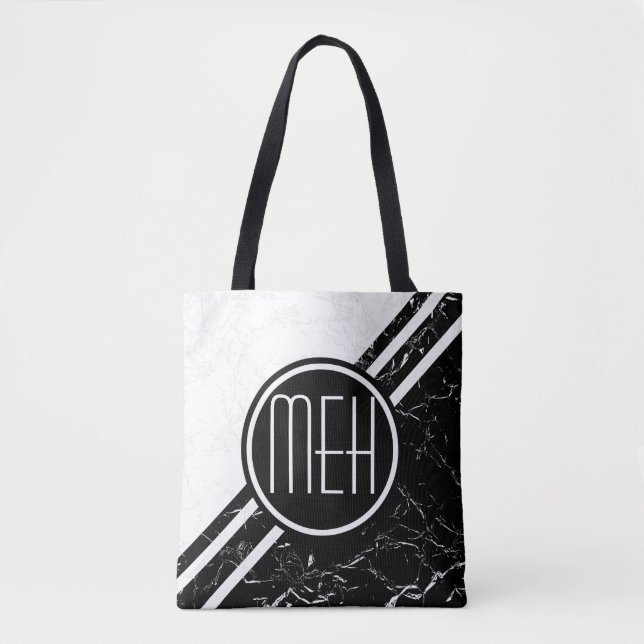 Marbled 2Tone BW1 Monogram Tote Bag (Front)