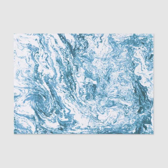 Marbled Abstract Design | Blue and White Tissue Paper (Front)
