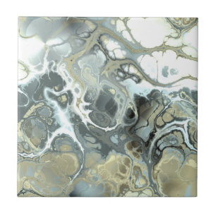 Marbled Abstract in Blue, White and Beige Tile