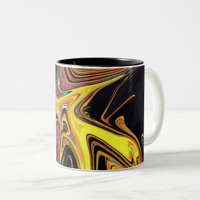 Marbled abstract portrait Two-Tone coffee mug (Front Right)