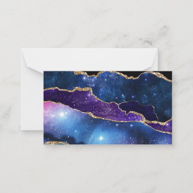 Marbled Agate Stone Galaxy Sparkly Shining Stars Card (Front)