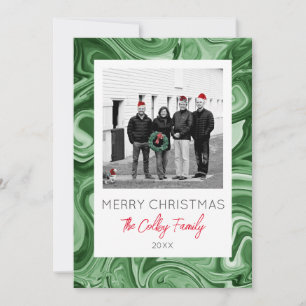 Marbled Art Christmas Photo Card Name Festive