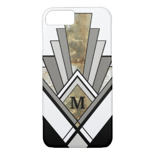 Marbled Art Deco Geometric with Custom Monogram Case-Mate iPhone Case