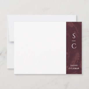 Marbled Band Stationery Note Card - Red