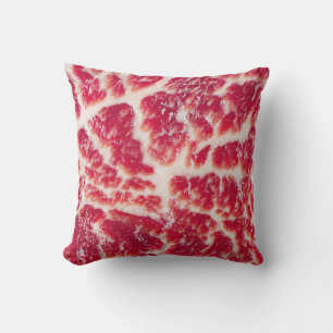 Marbled Beef Steak Texture Closeup Cushion