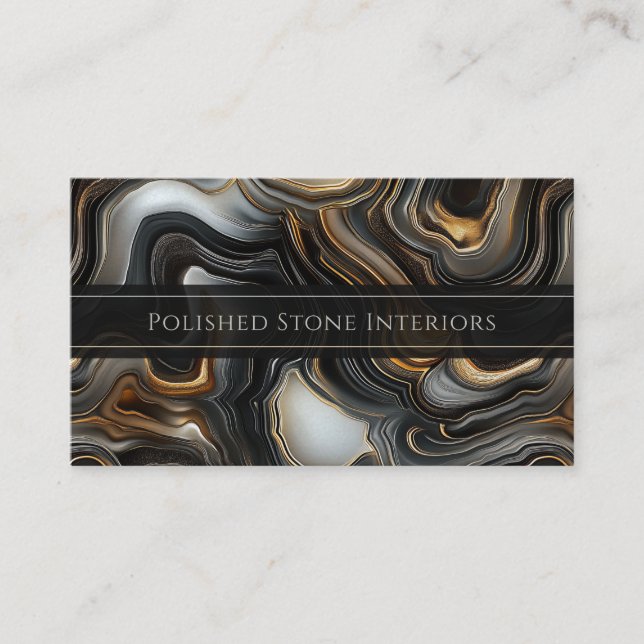 Marbled Black Agate Business Card (Front)