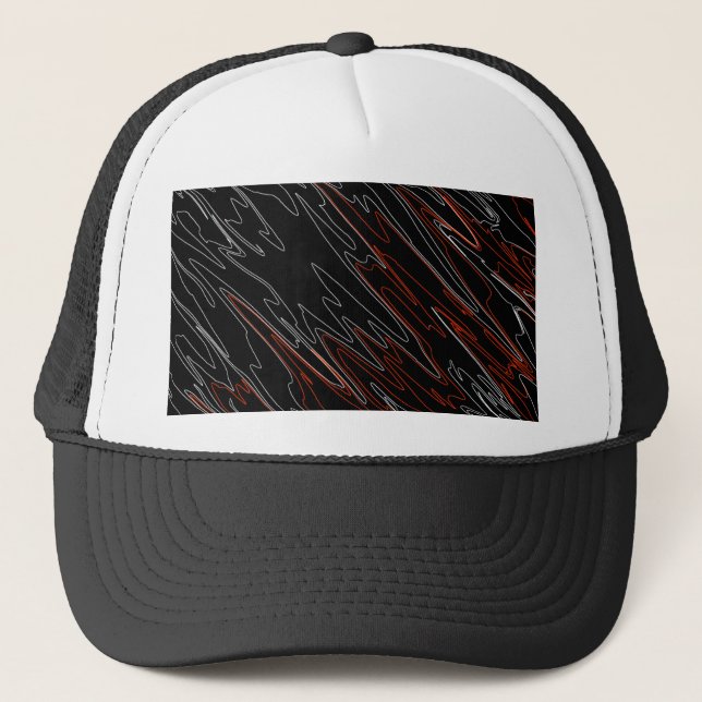 Marbled Black Red Trucker Hat (Front)