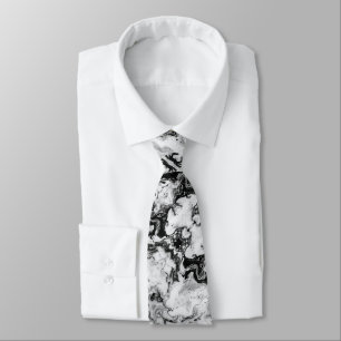 Marbled Black White Modern Abstract Tie