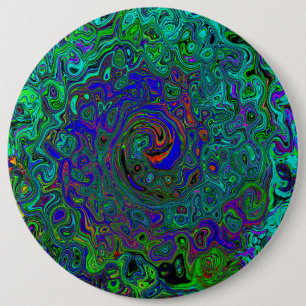 Marbled Blue and Aquamarine Abstract Retro Swirl 6 Cm Round Badge