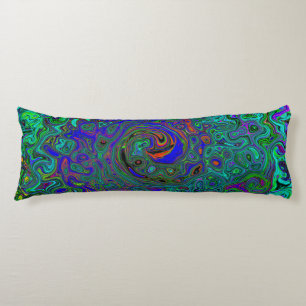 Marbled Blue and Aquamarine Abstract Retro Swirl Body Cushion