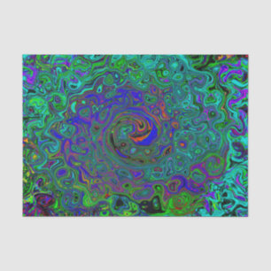 Marbled Blue and Aquamarine Abstract Retro Swirl Tissue Paper