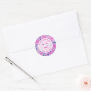 Marbled blue and pink classic round sticker